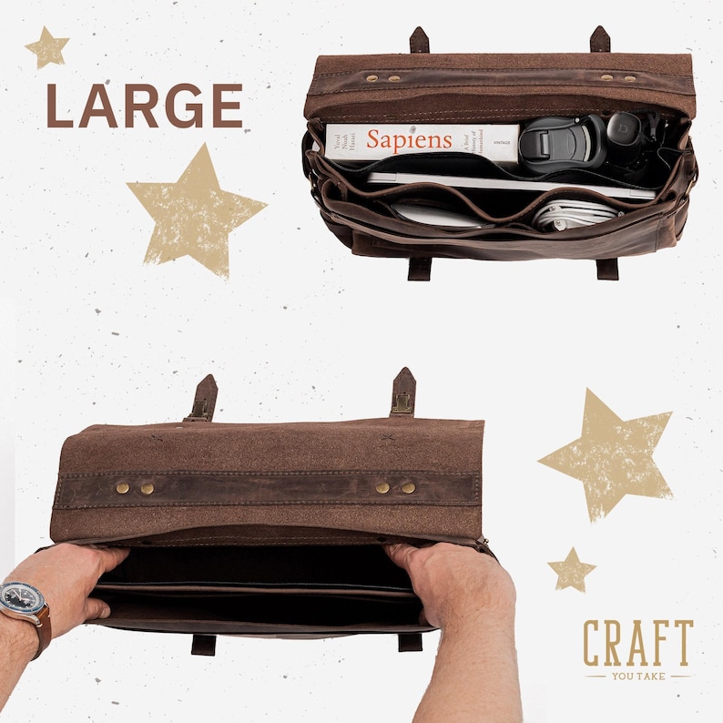 Mens gift, leather briefcase bag, engraved messenger bag, custom laptop briefcase, personalized mens satchel, custom mens gift image 4