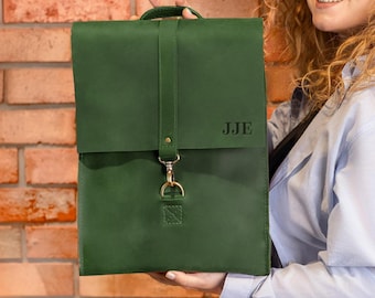 Personalized Leather Work Backpack –  Laptop Rucksack 13" 14" 15"