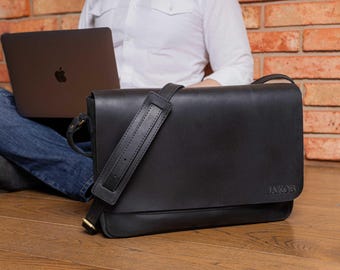 Mens leather handbag, laptop briefcase bag, mens messenger bag, leather work bag, men leather sathel gift, mens leather bag, gift for him