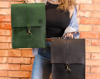 Leather rucksack for woman, womens laptop backpack, leather woman bag, womens anniversary gift, womens crossbody bag, womens purse gift
