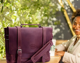 Burgundy Leather Laptop Bag