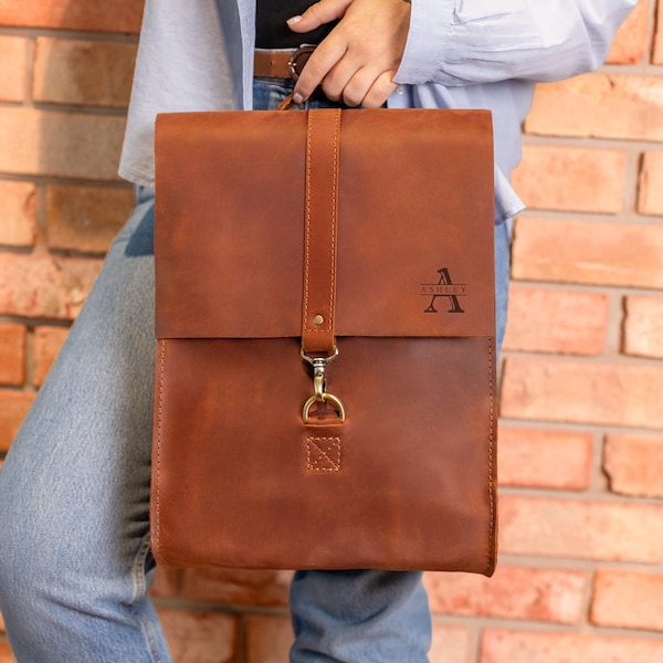 Office city backpack for women, leather backpack, womens leather rucksack, women gift, womens laptop backpack, womens purse gift