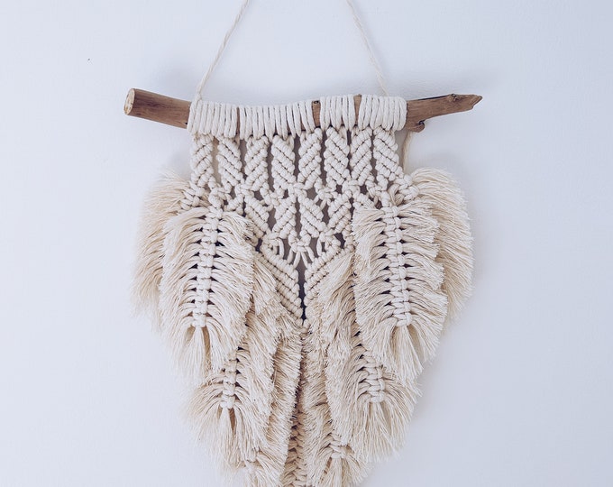 Macrame wall hanger with leaves\ Boho decor \ Wall hanging (Small)