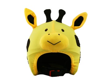 COOLCASC Giraffe helmetcover. Funny helmet covering for ski helmets, skateboard helmets, bike helmets, scooter helmet. One size fits all.