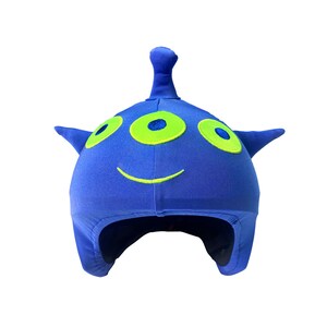 COOLCASC 3 Eyed Monster helmetcover. Funny helmet covering for ski helmets, snowboard helmets, skateboard helmets, bike helmets. One size.