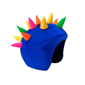 COOLCASC Blue Horns helmetcover. Funny helmet covering for ski helmets, skateboard helmets, bike helmets, scooter helmet. One size fits all.
