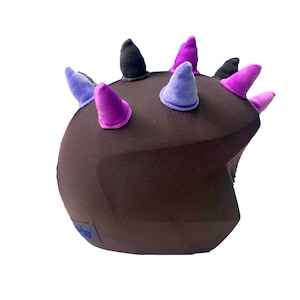 COOLCASC Purple Horns helmetcover. Funny helmet covering for ski helmets, snowboard helmets, skateboard helmets, bike helmets. One size.