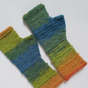 Fingerless gloves Mittens Long Arm Warmers Women Fingerless Wrist long arm Multicolored gloves Knitted gloves Vegan gloves