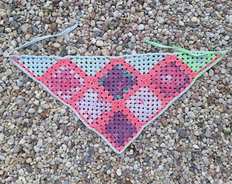 Crochet Triangle Bandana Headscarf Handmade Granny Square hair scarf Crochet bandana kerchief
