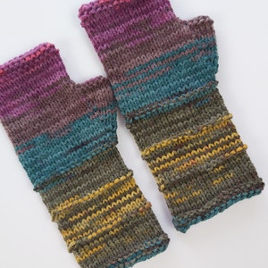 Fingerless Gloves Mittens Long Arm Warmers Women Fingerless Wrist Long Arm Multicolored Gloves Knitted Gloves Vegan Gloves