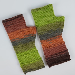 Vegan Fingerless Gloves Mittens Long Arm Warmers Women Fingerless Wrist long arm Multicolored gloves Knitted gloves Vegan gloves