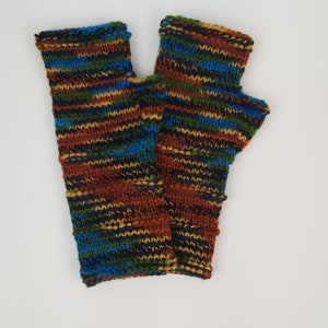 Handknitted Fingerless Gloves Mittens Long Arm Warmers Women Fingerless Gloves Wrist Warmers Long Arm Multicolored Gloves Knitted Gloves