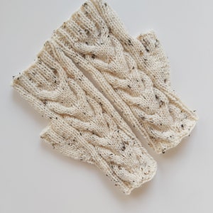 Knitted Wrist Warmers with Cable Fingerless gloves Mittens Arm Warmers Women Fingerless Knitted gloves Vegan gloves