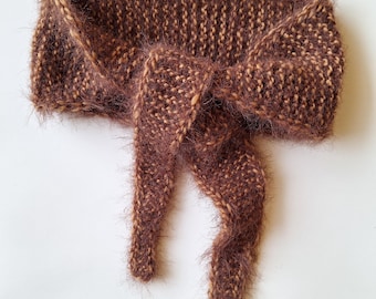 Handmade Merino Wool Neckerchief, Small Knitted Scarf