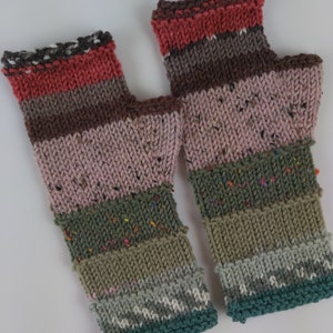 Wool Fingerless Gloves Mittens Long Arm Warmers Women Fingerless Wrist Gloves Long Arm Warmers Multicolored Gloves Handknitted Gloves