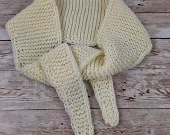 Hand Knitted Wool Scarf, Small Neckerchief