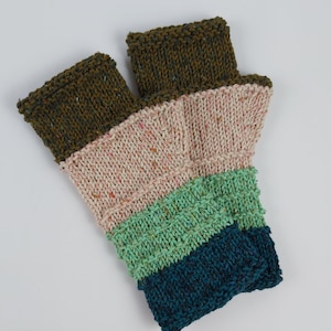 Merino Wool Fingerless Gloves Mittens Long Arm Warmers Women Fingerless Wrist Long Arm Multicolored Gloves Knitted Gloves