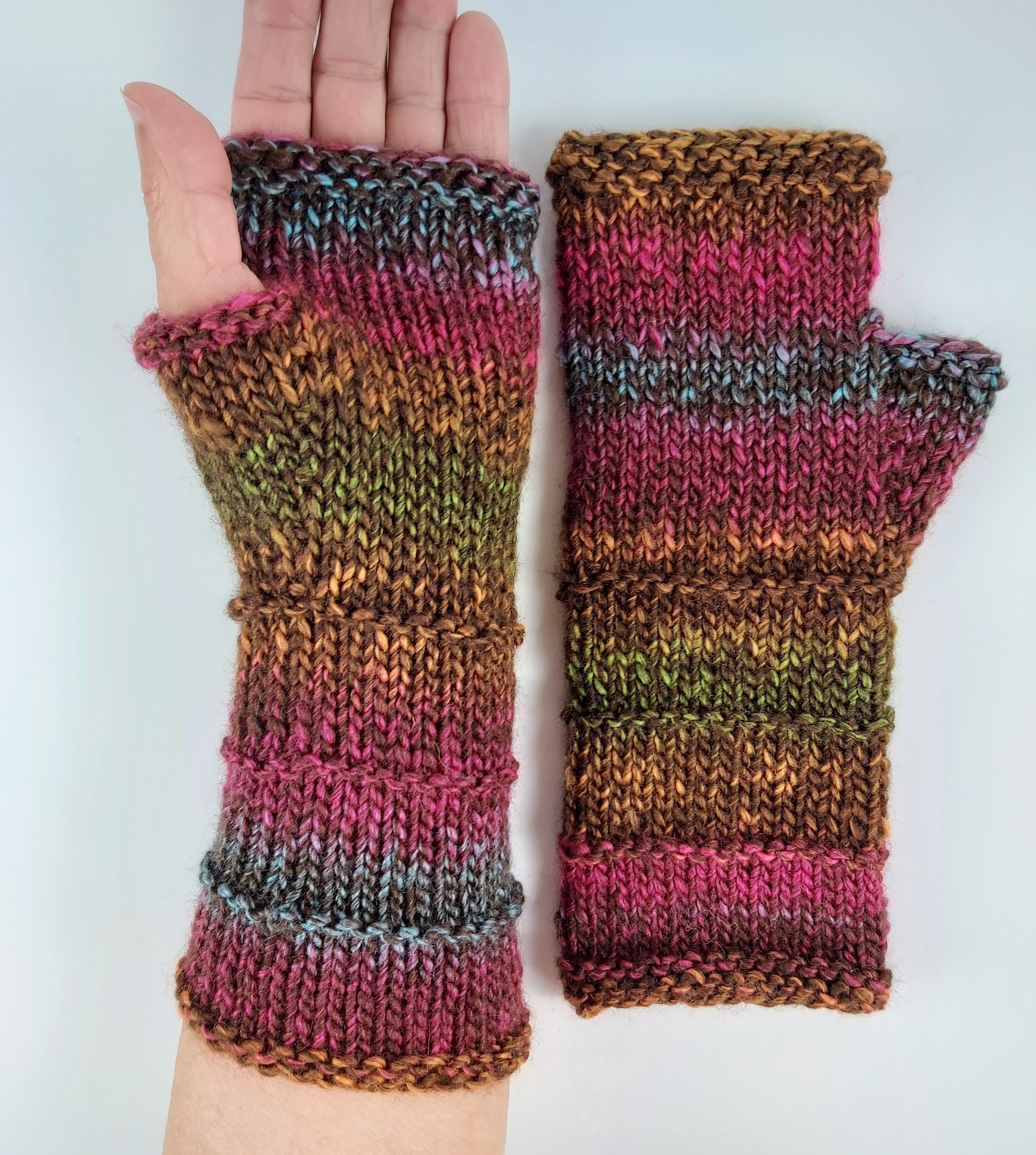 Thick Wool Fingerless Gloves Mittens Long Arm Warmers Women Etsy