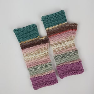 Wool Fingerless Gloves Mittens Long Arm Warmers Women Fingerless Wrist Long Arm Multicolored Gloves Knitted Gloves