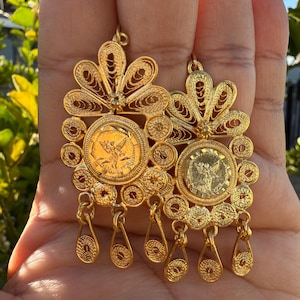 Filigree earrings, Oaxacan artisanal filigree, handmade jewelry, filigree earrings with natural stones, handmade earrings, jewelry arts