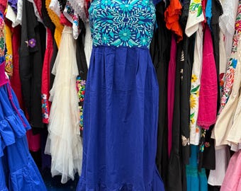 embroidered dress, Mexican dress, handcrafted dresses, Mexican maxi dress, traditional Mexican culture