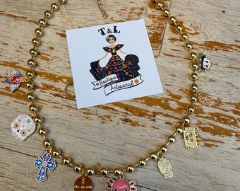 Necklaces with Mexican charms, Talavera necklaces, fashion necklaces, necklaces with alebrijes, Mexican necklaces, Mexican charms