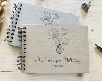 Geschenk für Mama | Fotoalbum personalisiert | Muttertagsgeschenk | Geschenk Mama Geburtstag | Beste Mama | Album Kraftpapier Tulpen