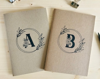 Notebook personalized with monogram | Notebook | Kraft paper | A5 | A6 | blank | floral ornament |