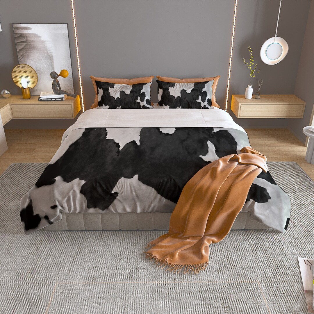 Black And White Cow Print Bedding Set Farmhouse Style Etsy black-and-white-cow-print-bedding-set-farmhouse-style-etsy