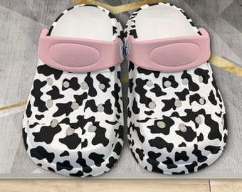 Cow Print Kid's Classic Clogs, Croc Inspired, Gift for 2 year old girl, Summer Slip On Shoes