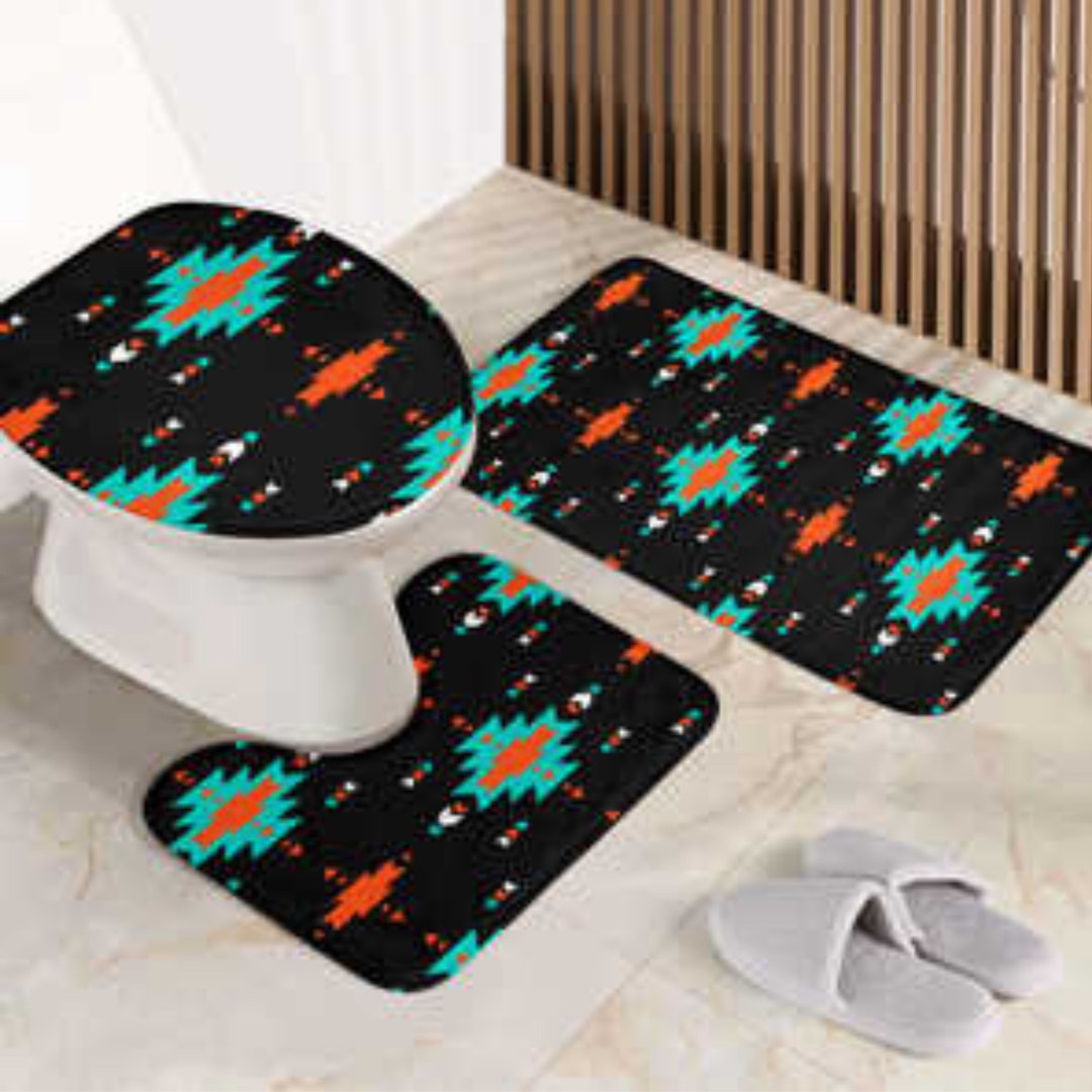 Black Aztec Bathroom Decor/toilet Seat Cover/toilet Etsy