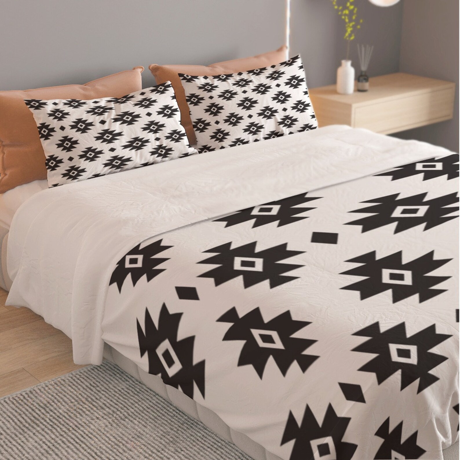 Black and White Aztec Bedding Setboho Decorwestern Bedroom Setwestern