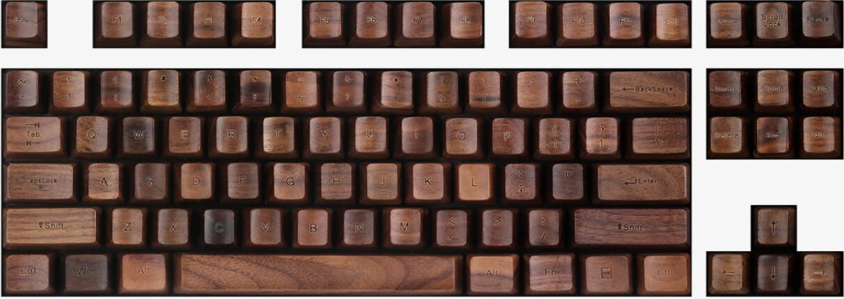 Wooden Pattern Keycaps 87 Walnut Wood Keycaps, Wooden Keycaps, Wooden Mechanical Keyboard ...