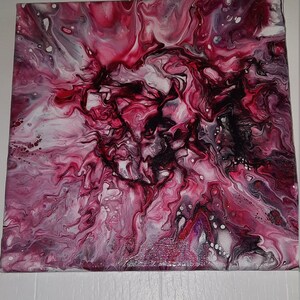 Lady In Red Acrylic Pour Painting 8x8