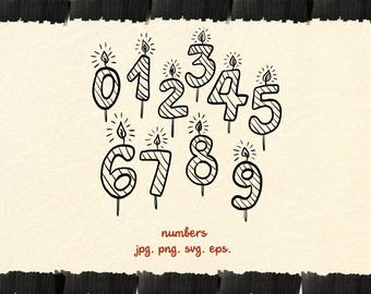 Happy Birthday Clipart, Hand-Drawn B-Day elements Clipart Images, birthday candles, b-day doodle, Hand-drawn birthday clipart