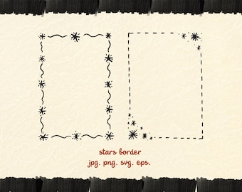 Stars Circle Frame SVG, Hand-Drawn Celestial Galaxy Border (Digital Download)