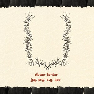 bordure florale, vintage Floral Frame WEDDING CLIPART, clipart frontière, dessin au trait, images vectorielles, clipart dessinés à la main,