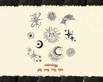 celestial sun stars symbols doodle illustration clip art svg png eps moon Esoteric Spiritual