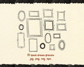 Digital Frames for Wedding Invitations Hand Drawn Digital Frames and Borders Clipart Borders for Invites PNG SVG table numbers diy projects