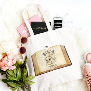 The book worm tote bag, cute tote bag, best friend gift, author tote bag, book lover tote bag, canvas tote, gift for book lover