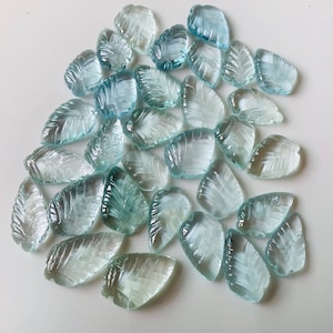 Escultura em formato de folha de água-marinha 100% natural de qualidade AAA + | Folha de 17 a 14 MM | Esculturas em folhas de pedras preciosas soltas para fabricação de joias