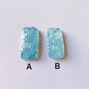 AAA + Qualità Acquamarina naturale intaglio floreale, intaglio per la creazione di gioielli, intaglio artigianale, regalo per lei, pietra curativa