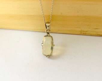 Crystal Opal Pendant, 925 Sterling Silver, October Birthstone