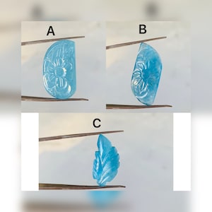 AAA+ Natural Aquamarine Leaf Carving Gemstone | Handcrafted Carving | Crystal Carving for Jewelry Making | Gift for Her | Christmas Gift