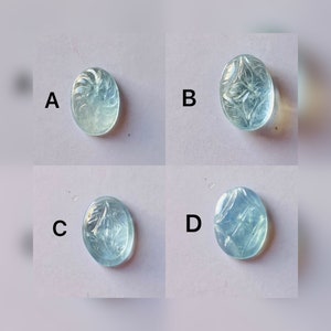 Natural Aquamarine Oval Carving Gemstone | Handcrafted Carving | Floral Carving Aquamarine | Crystal Carving for Jewelry Making | Gift Her