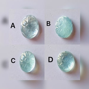 Natural Aquamarine Oval Carving Gemstone | Handcrafted Carving | Floral Carving Aquamarine | Crystal Carving for Jewelry Making | Gift Her