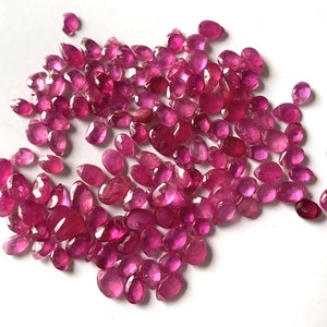 AAA+ Qualität Natürliche Rubin Birne Cabochons, Facettierte Edelstein Cabochon, Blutrot Rubin Cabochon zur Schmuckherstellung, gebohrte Perlen für Schmuck