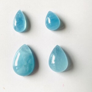 Cabochon di acquamarina naturale di qualità AAA + / Cabochon per la produzione di gioielli / Cabochon lisci a forma di pera / Cabochon curativi / Aqua Cabs