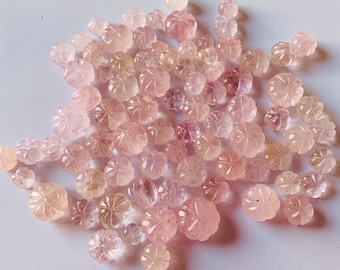 Sculture di melone di morganite naturale, cabochon di cristallo forati, creazione di gioielli