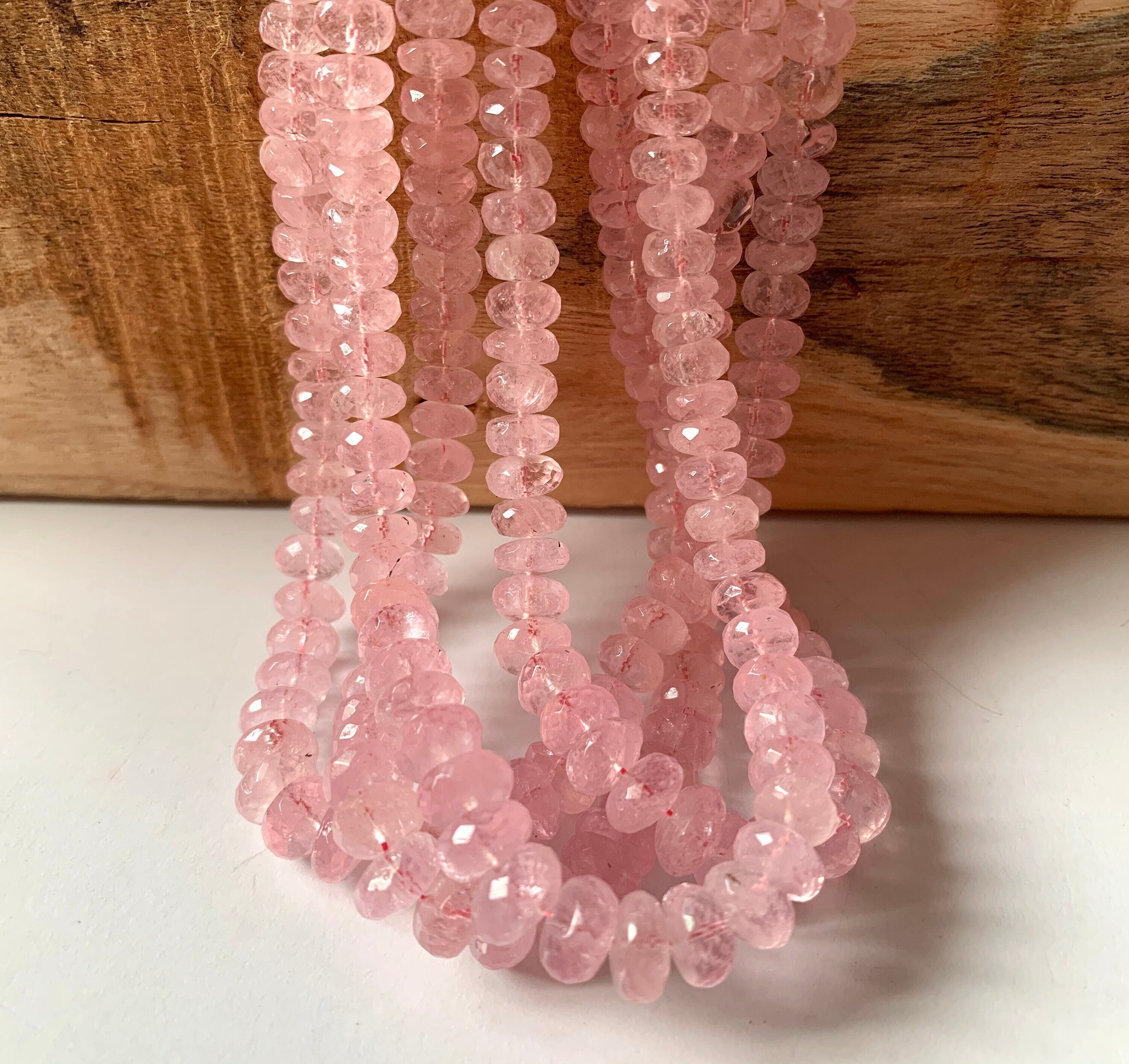 19.5mm Natural Rose Quartz Star Light Pink Crystal Round Beads Bracelet AAA